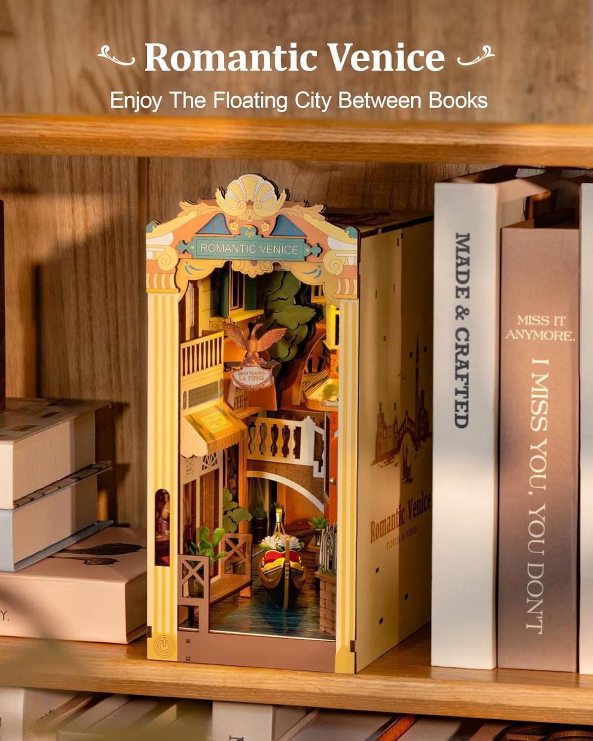 DIY Book Nook Puzzle Kit - Venice With Dust Cover