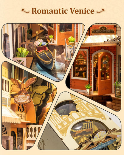 DIY Book Nook Puzzle Kit - Venice With Dust Cover
