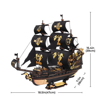 3D Wood Puzzle - Ship Model Kit with Moving Parts