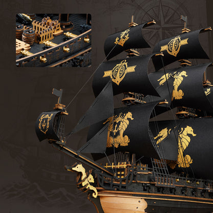 3D Wood Puzzle - Ship Model Kit with Moving Parts
