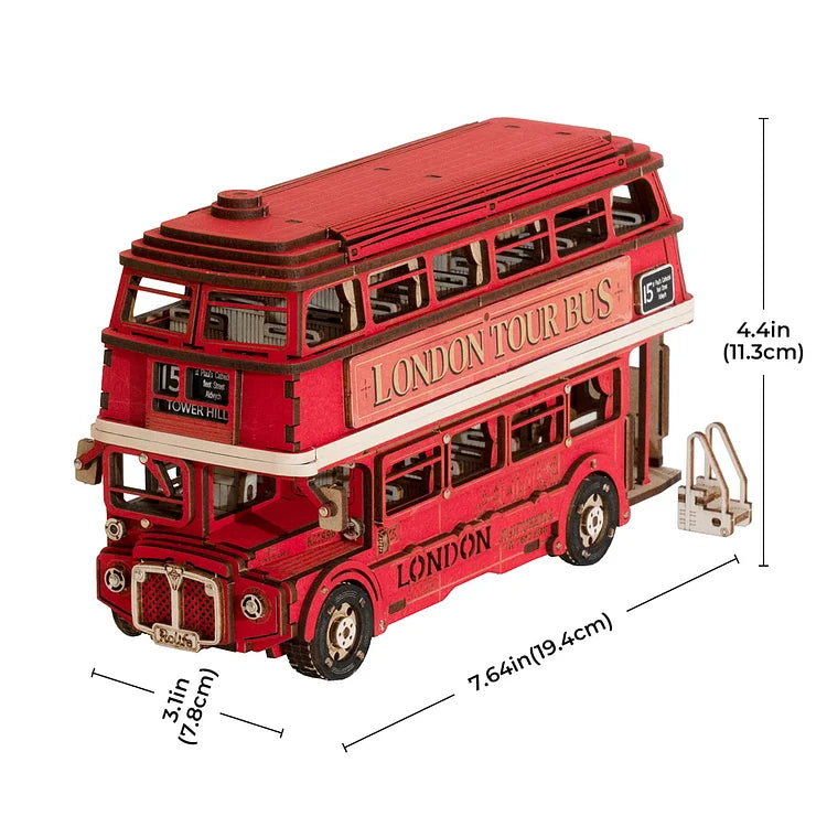 3D Wood Puzzle - London Double-Decker Tour Bus