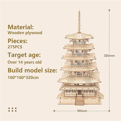 3D Wooden Puzzle - Five-storied Pagoda