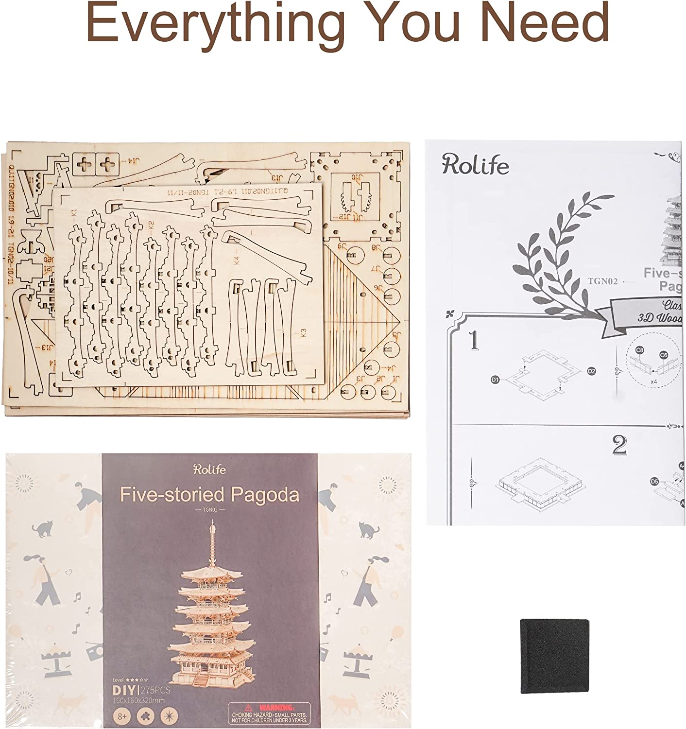 3D Wooden Puzzle - Five-storied Pagoda