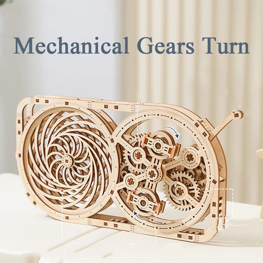 Wooden 3D Mechanical Gear Puzzle Kit