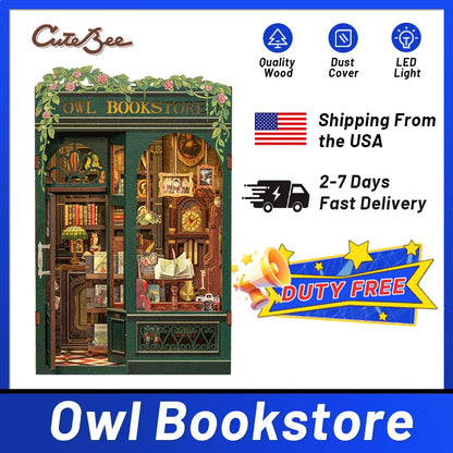 CUTEBEE DIY Book Nook Kit - Owl Bookstore