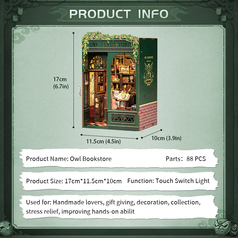 CUTEBEE DIY Book Nook Kit - Owl Bookstore