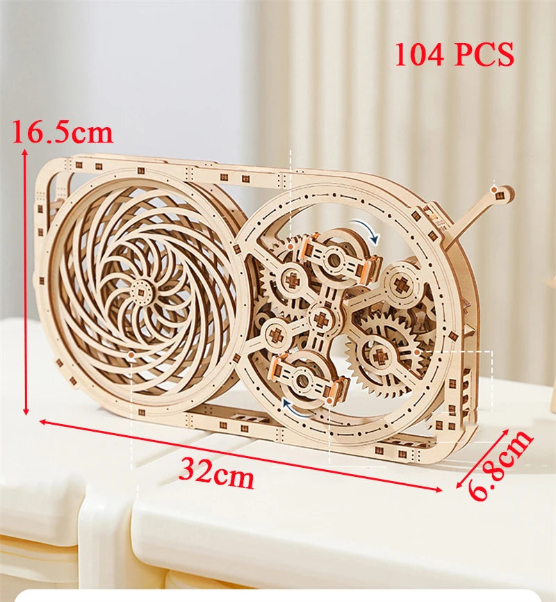 Wooden 3D Mechanical Gear Puzzle Kit
