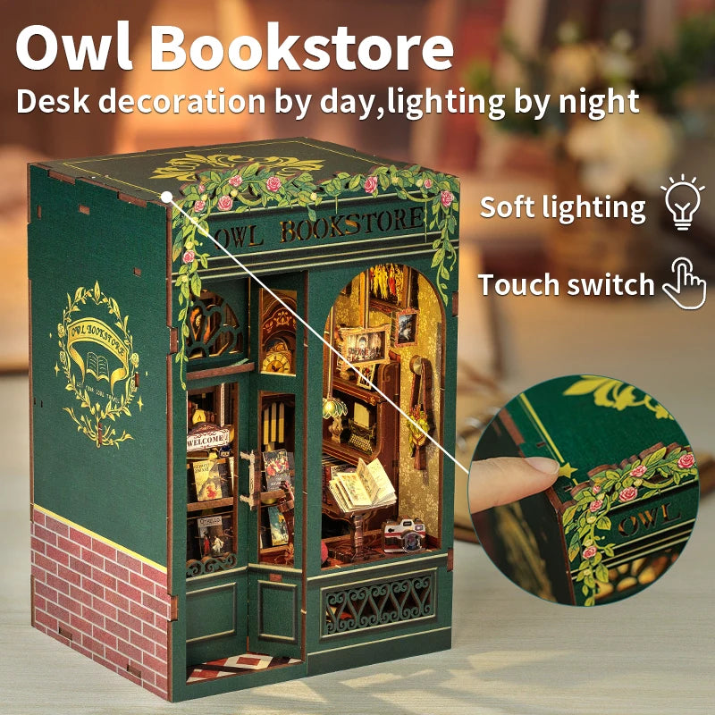 CUTEBEE DIY Book Nook Kit - Owl Bookstore