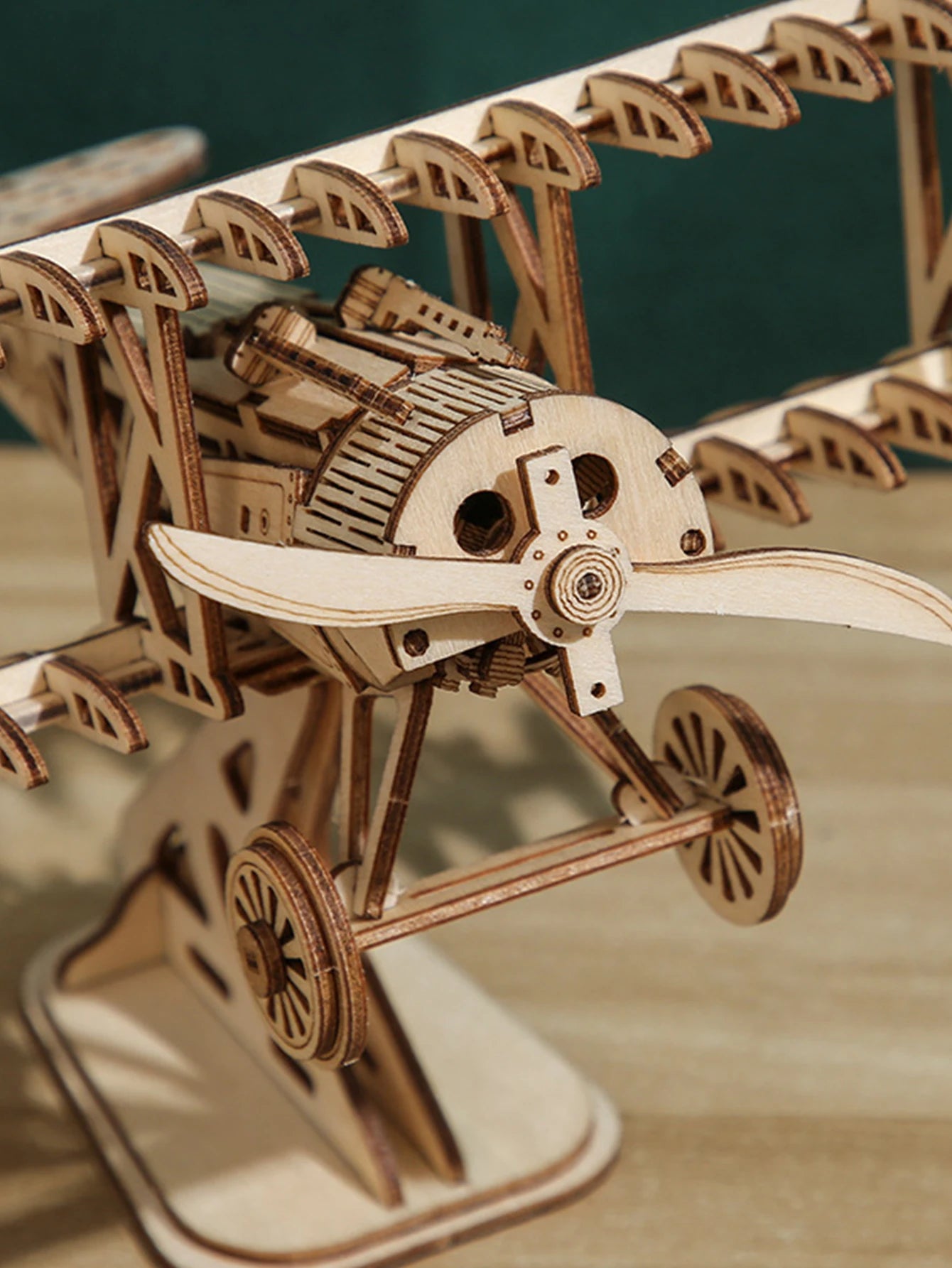 3D Wooden Bi-Plane Model Puzzle