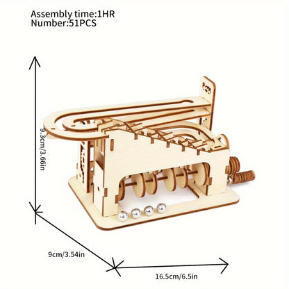 3D Wooden Mechanical Marble Run Puzzle