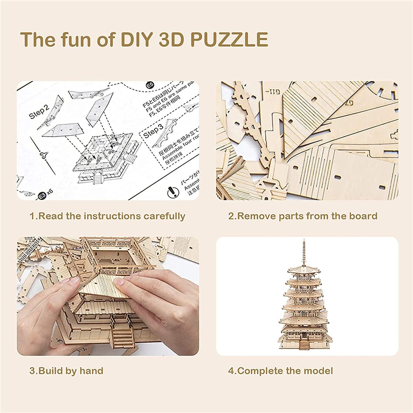 3D Wooden Puzzle - Five-storied Pagoda