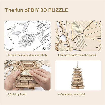 3D Wooden Puzzle - Five-storied Pagoda